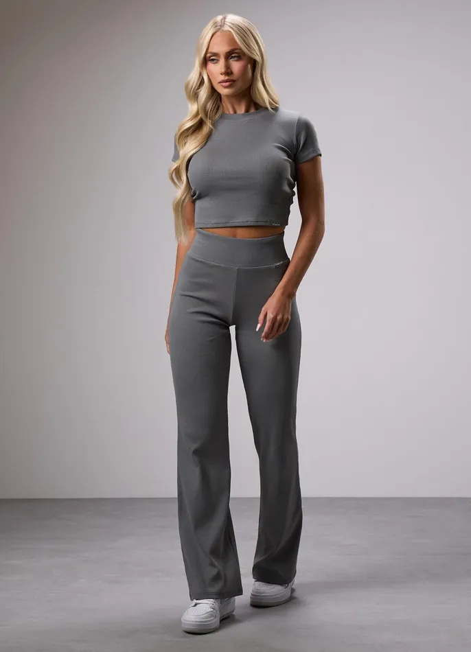 Gym King Leggings Women 365 Rib Flared Legging 8211 Dark Sage