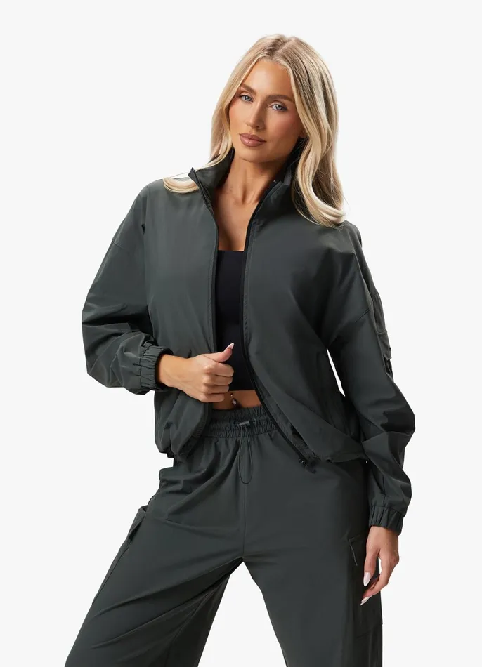 Gym King Outerwear Women Utility Woven Jacket 8211 Green Smoke