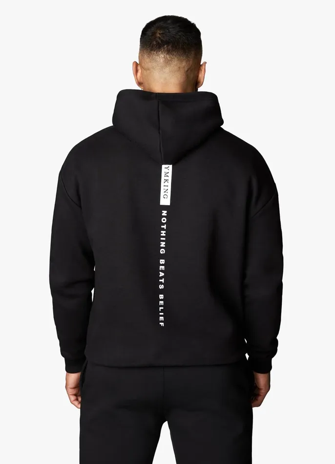 Gym King Sweatshirts and Hoodies Men Nothing Beats Belief Hood 8211 Black