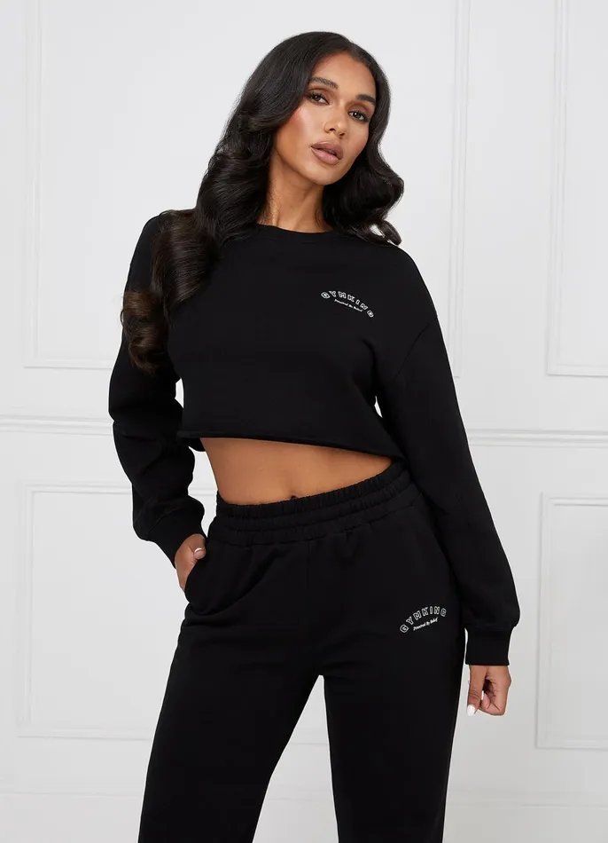 Gym King Sweatshirts and Hoodies Women Radiance Crop Sweatshirt 8211 Black