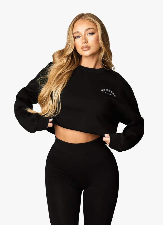 Gym King Sweatshirts and Hoodies Women Radiance Crop Sweatshirt 8211 Black