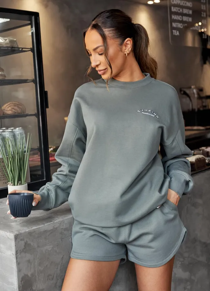 Gym King Sweatshirts and Hoodies Women Spirit Of Summer Drop Sleeved Crew 8211 Dusk Green