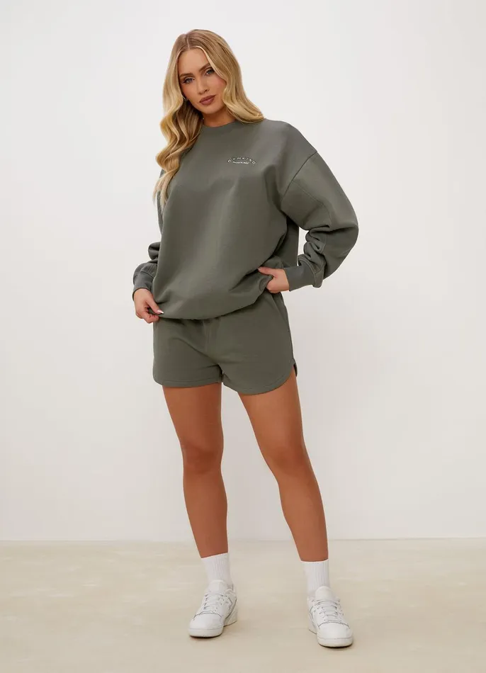 Gym King Sweatshirts and Hoodies Women Spirit Of Summer Drop Sleeved Crew 8211 Dusk Green