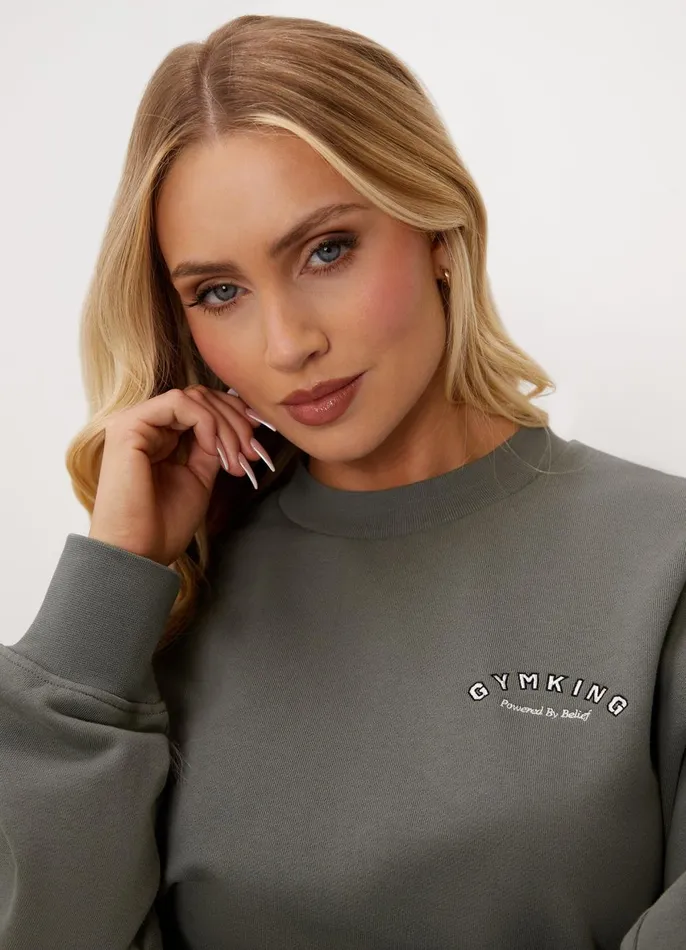 Gym King Sweatshirts and Hoodies Women Spirit Of Summer Drop Sleeved Crew 8211 Dusk Green
