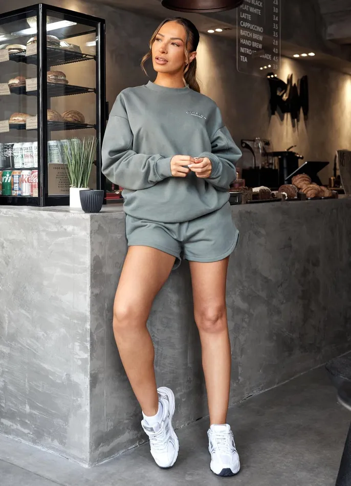 Gym King Sweatshirts and Hoodies Women Spirit Of Summer Drop Sleeved Crew 8211 Dusk Green