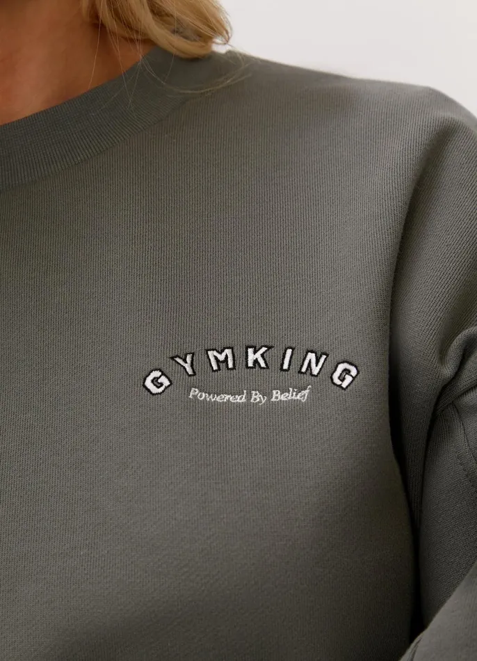 Gym King Sweatshirts and Hoodies Women Spirit Of Summer Drop Sleeved Crew 8211 Dusk Green