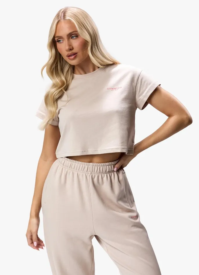 Gym King Tops and TShirts Women Established Cropped Tee 8211 Clay
