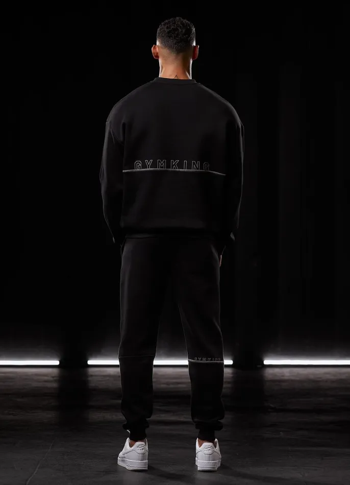 Gym King Tracksuit Bottoms Men Outline Print Jogger 8211 Black