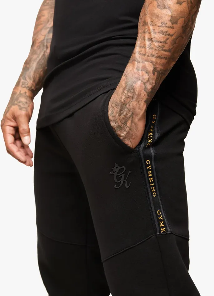 Gym King Tracksuit Bottoms Men Premium Taped Jogger 8211 BlackGold