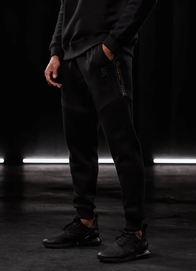 Gym King Tracksuit Bottoms Men Premium Taped Jogger 8211 BlackGold