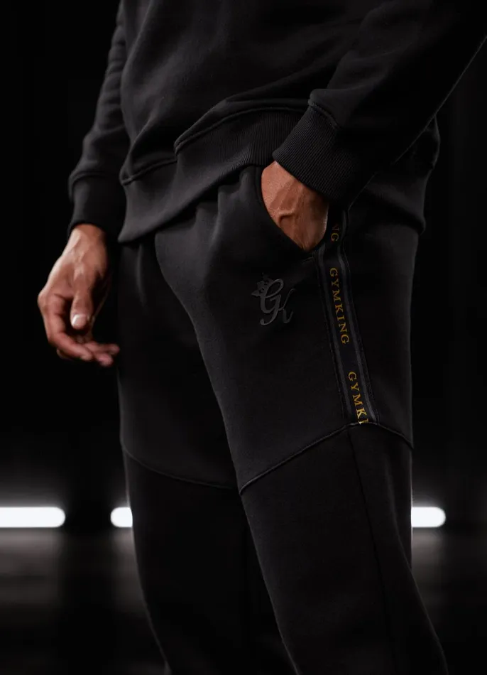Gym King Tracksuit Bottoms Men Premium Taped Jogger 8211 BlackGold