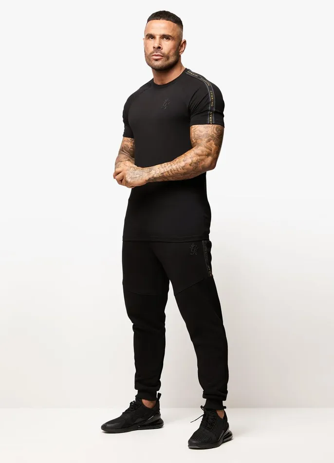 Gym King Tracksuit Bottoms Men Premium Taped Jogger 8211 BlackGold