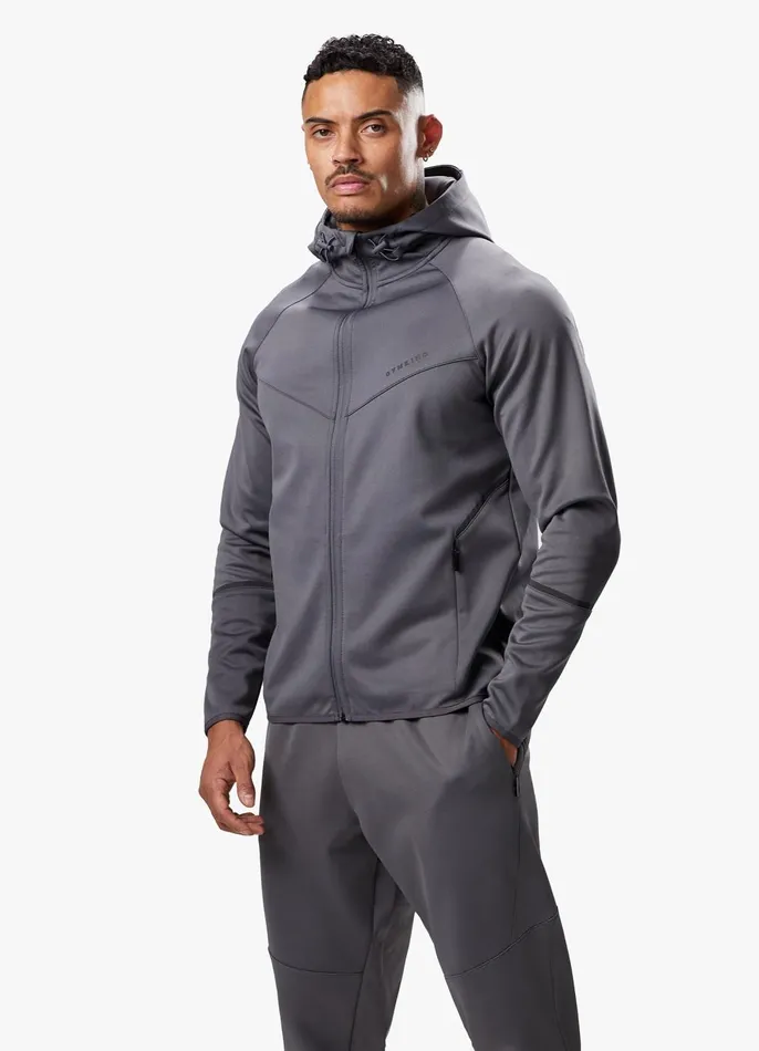 Gym King Tracksuit Tops Men Alpha Poly FZ Hood 8211 Graphite