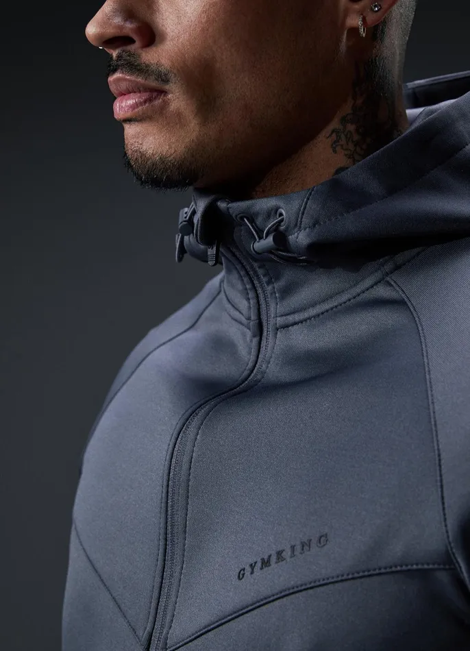 Gym King Tracksuit Tops Men Alpha Poly FZ Hood 8211 Graphite