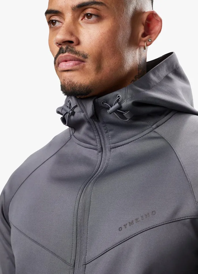 Gym King Tracksuit Tops Men Alpha Poly FZ Hood 8211 Graphite