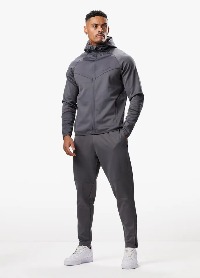 Gym King Tracksuit Tops Men Alpha Poly FZ Hood 8211 Graphite