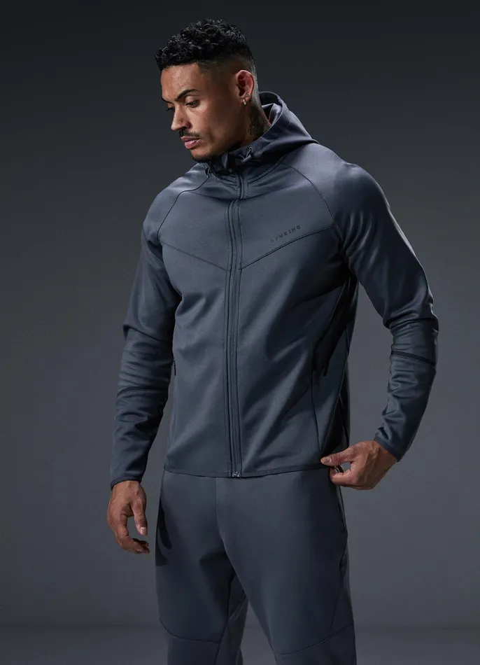 Gym King Tracksuit Tops Men Alpha Poly FZ Hood 8211 Graphite