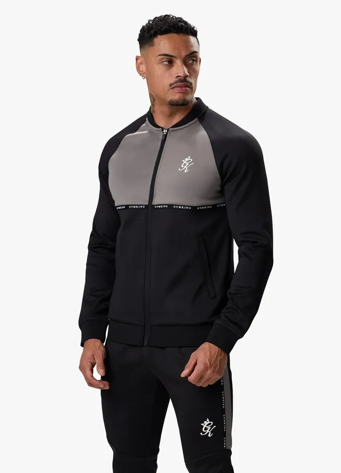 Gym King Tracksuit Tops Men Taped Core Plus Jacket 8211 BlackSteel