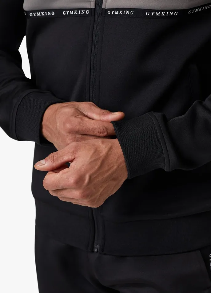 Gym King Tracksuit Tops Men Taped Core Plus Jacket 8211 BlackSteel