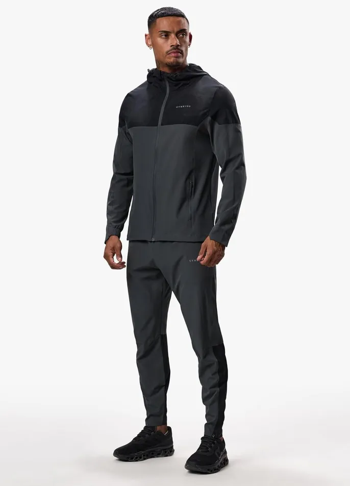 Gym King Tracksuits Men Debossed Camo Woven Tracksuit 8211 BlackOyster Grey