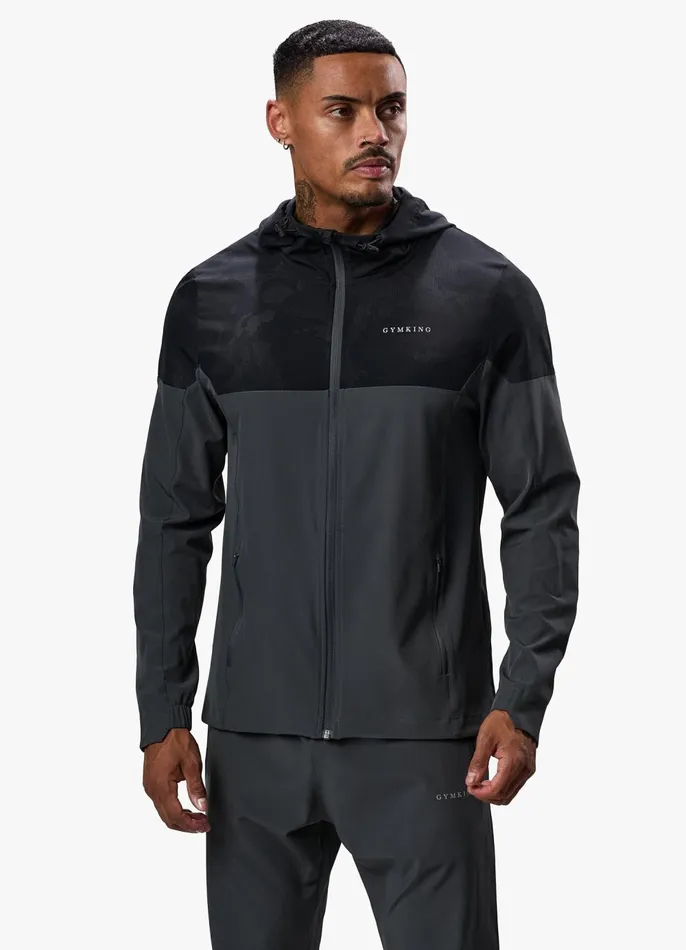 Gym King Tracksuits Men Debossed Camo Woven Tracksuit 8211 BlackOyster Grey