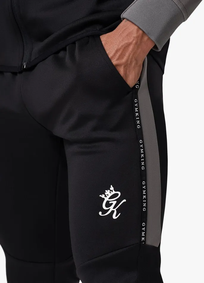 Gym King Tracksuits Men Taped Core Plus Tracksuit 8211 BlackSteel