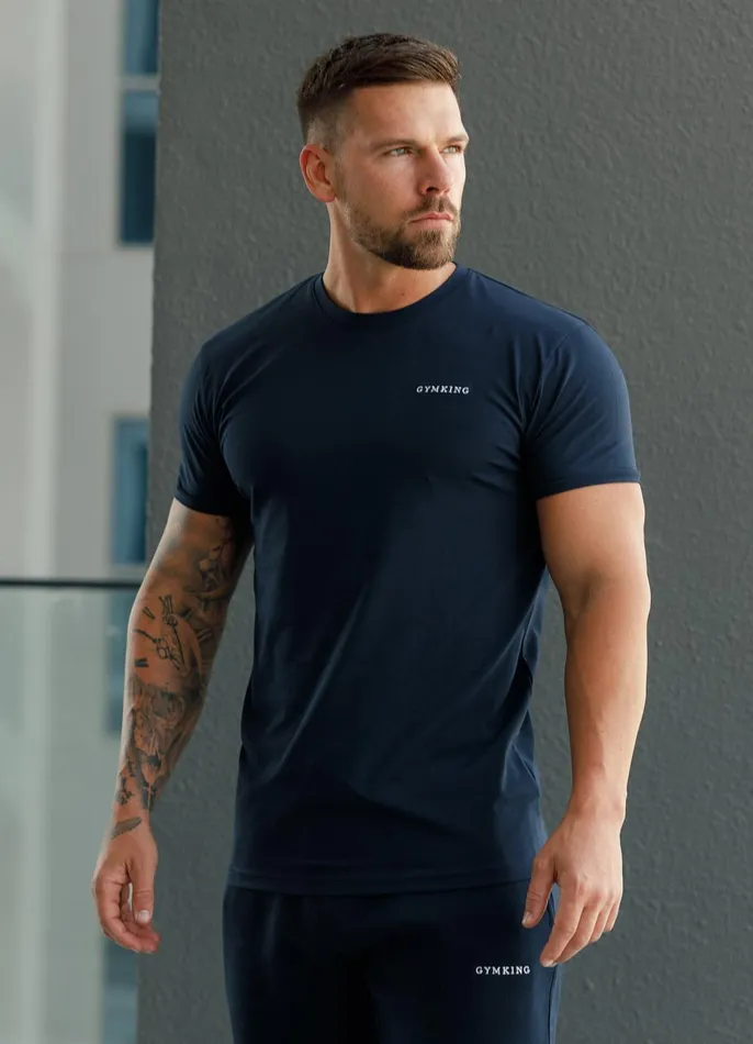 Gym King Twin Sets Men Linear Fundamental Tee 8211 Navy