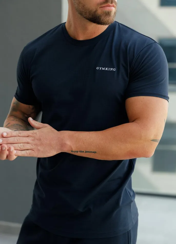 Gym King Twin Sets Men Linear Fundamental Tee 8211 Navy