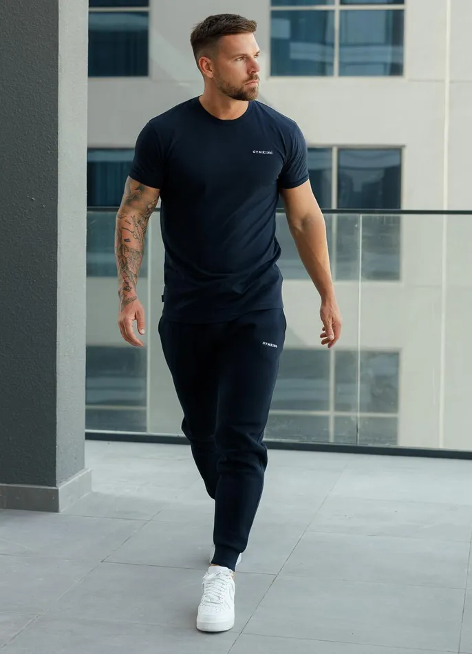 Gym King Twin Sets Men Linear Fundamental Tee 8211 Navy
