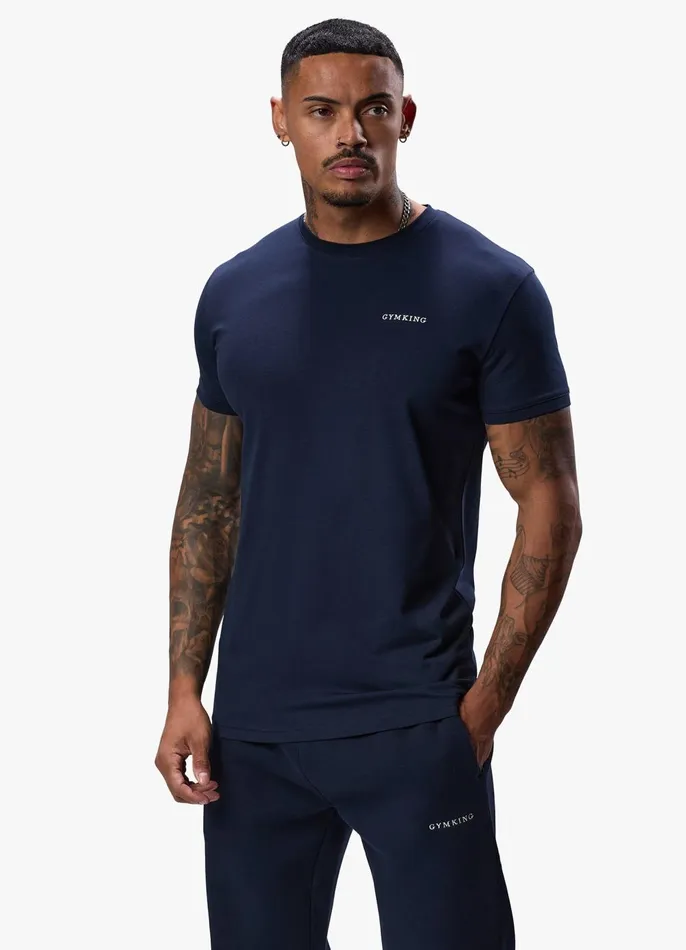 Gym King Twin Sets Men Linear Fundamental Tee 8211 Navy