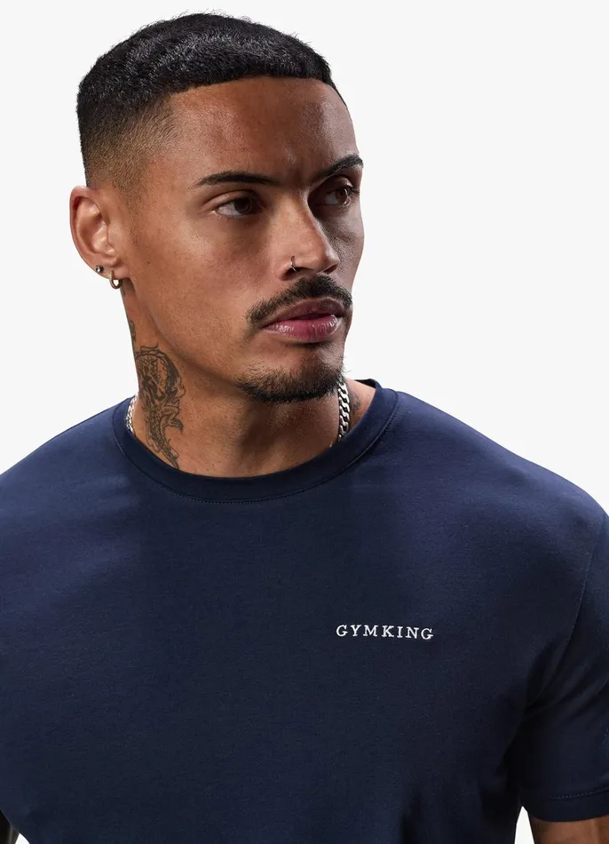 Gym King Twin Sets Men Linear Fundamental Tee 8211 Navy