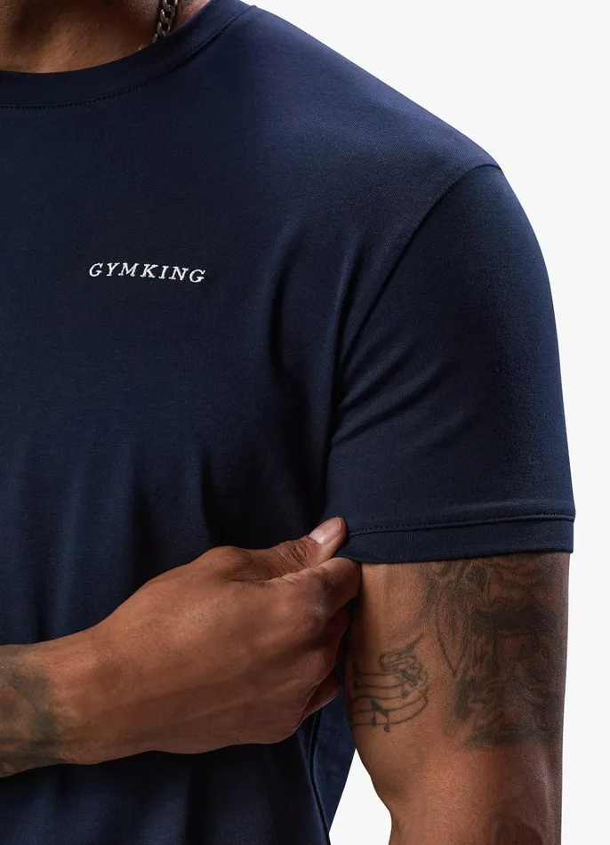 Gym King Twin Sets Men Linear Fundamental Tee 8211 Navy