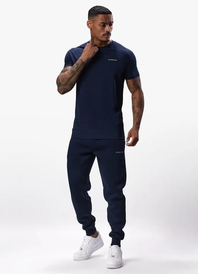 Gym King Twin Sets Men Linear Fundamental Tee 8211 Navy