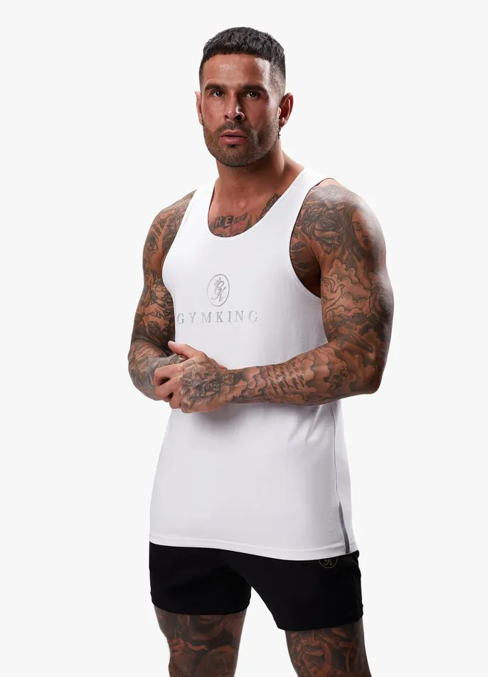 Gym King Vests Men Pro Jersey Vest 8211 White