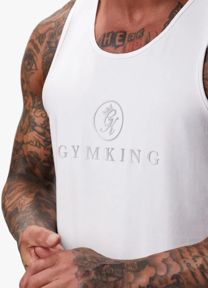 Gym King Vests Men Pro Jersey Vest 8211 White