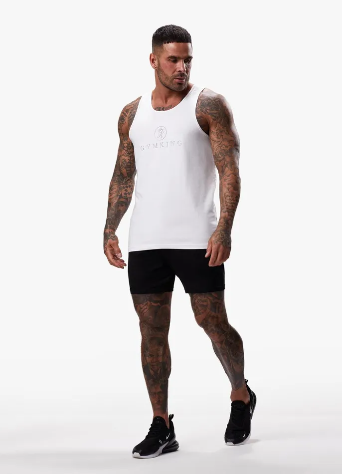 Gym King Vests Men Pro Jersey Vest 8211 White