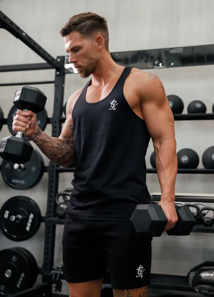 Gym King Vests Men Stringer Jersey Vest 8211 Black
