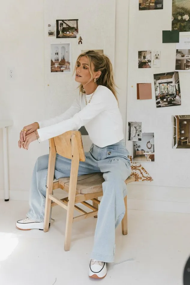 Hallie Top In Ivory Ivory Women Bohme Tees and Tanks