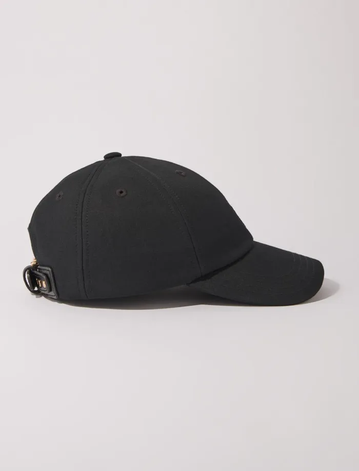 Hats Women Maje Cotton Cap With GoldTone Buckle Black
