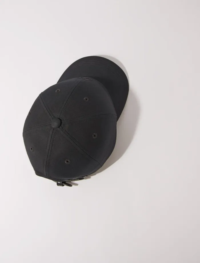 Hats Women Maje Cotton Cap With GoldTone Buckle Black