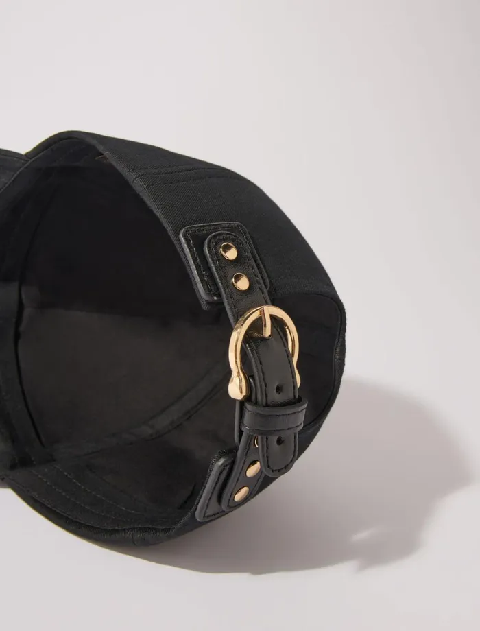 Hats Women Maje Cotton Cap With GoldTone Buckle Black