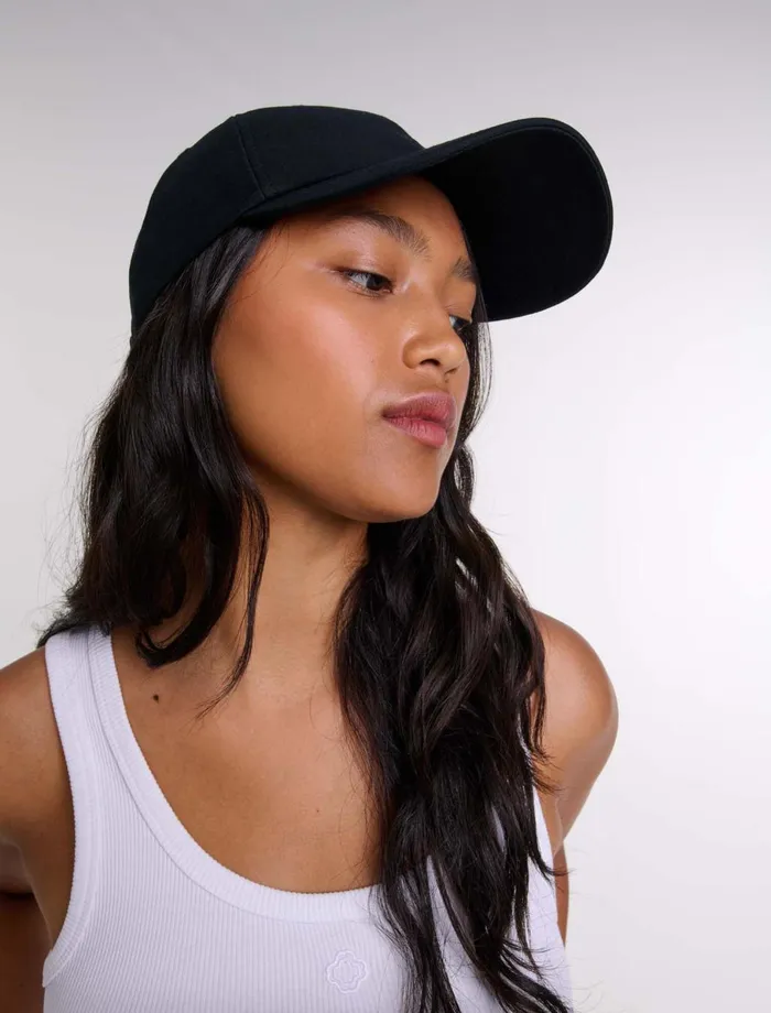 Hats Women Maje Cotton Cap With GoldTone Buckle Black