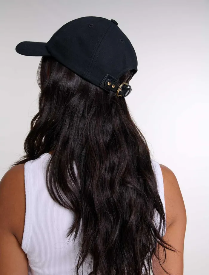 Hats Women Maje Cotton Cap With GoldTone Buckle Black
