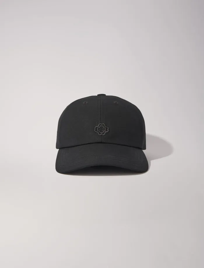 Hats Women Maje Cotton Cap With GoldTone Buckle Black