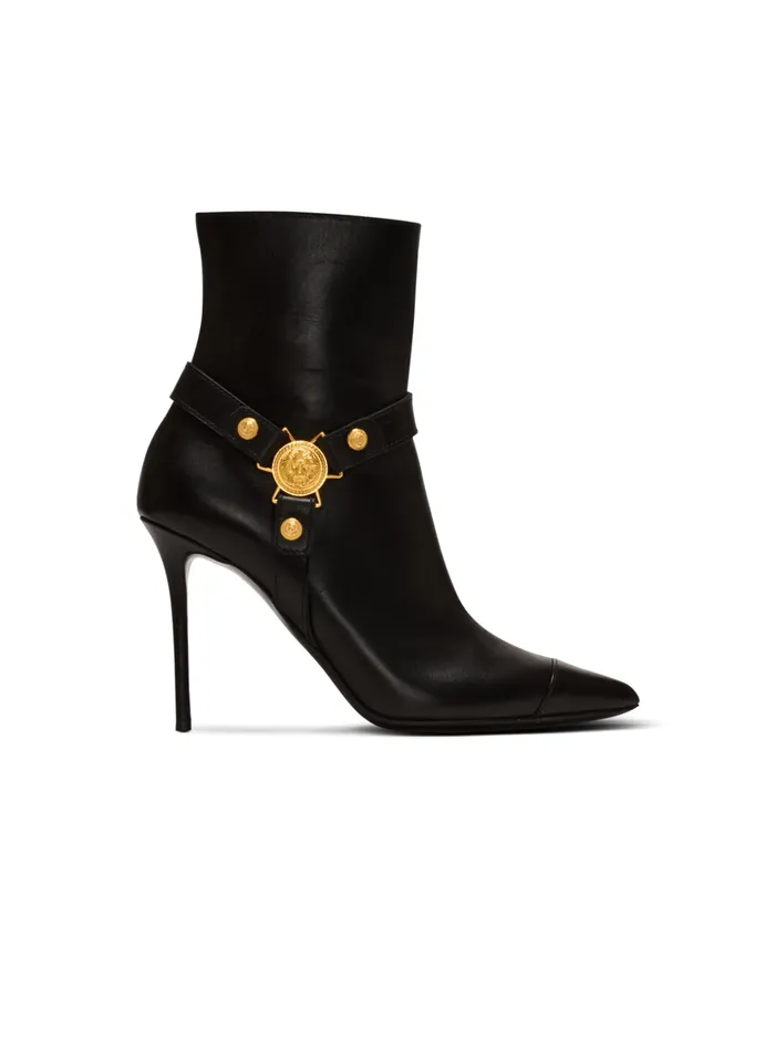 Heeled Calfskin Eva Ankle Boots Black Women Balmain Boots