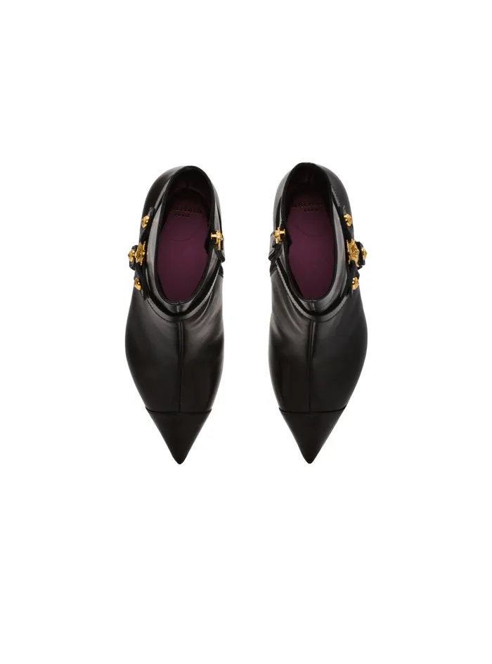 Heeled Calfskin Eva Ankle Boots Black Women Balmain Boots