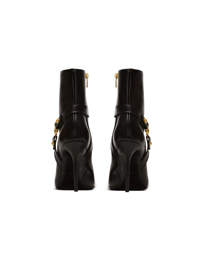 Heeled Calfskin Eva Ankle Boots Black Women Balmain Boots