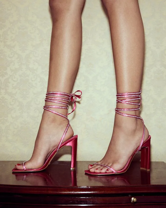Heels Billini Block Heels HALEIGH RASPBERRY SATINDIAMANTE
