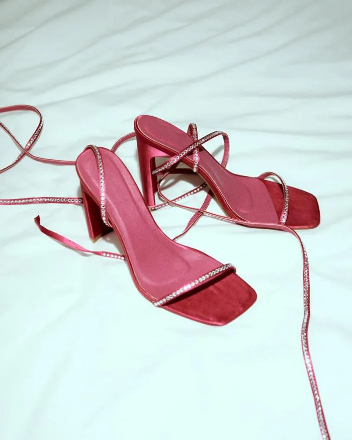 Heels Billini Block Heels HALEIGH RASPBERRY SATINDIAMANTE