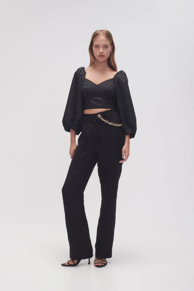 Hester Corsetted Top Black Women Aje Tops